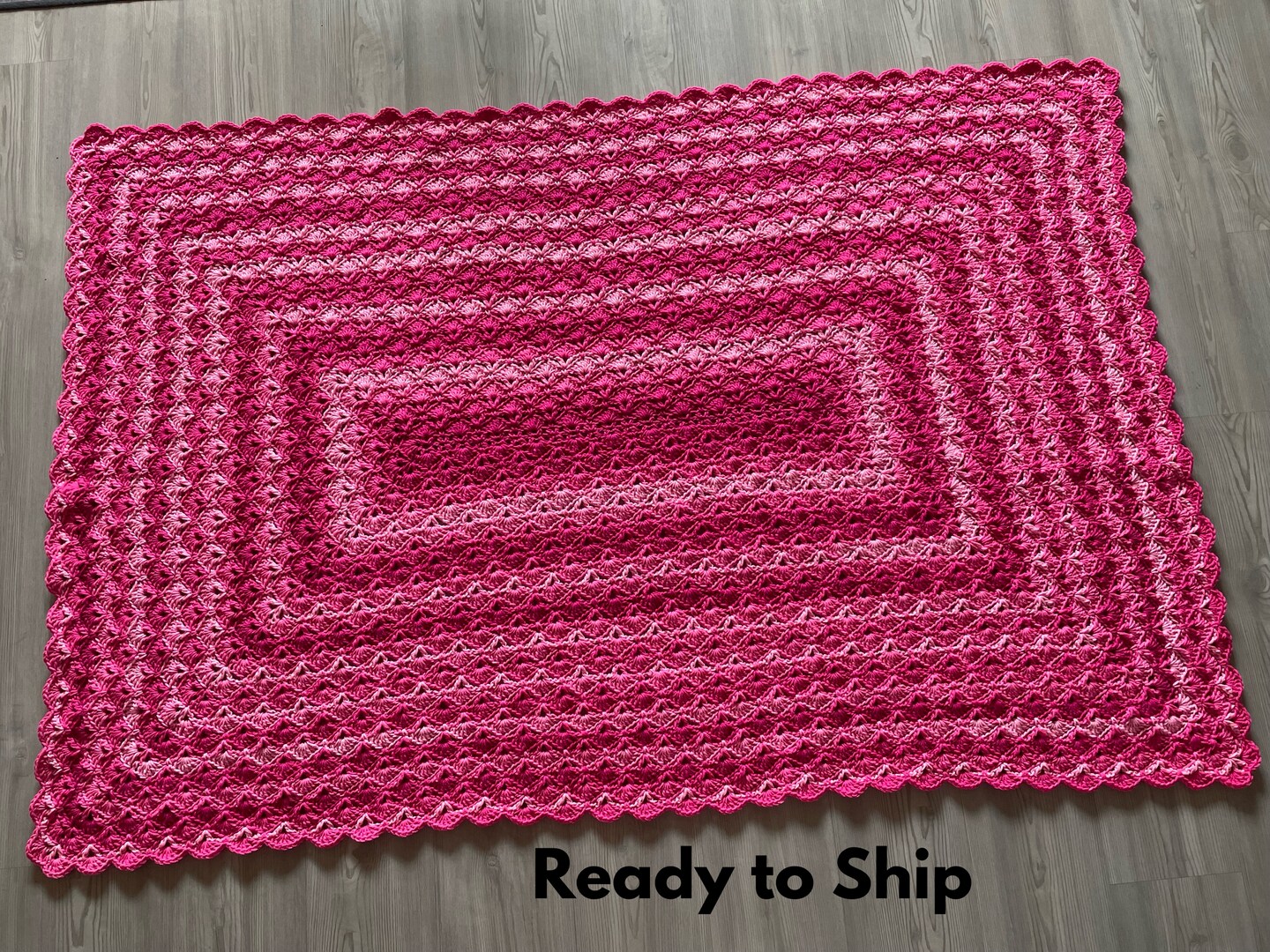 Ready to Ship New Handmade Pink Crochet Blanket Afghan Throw Rose