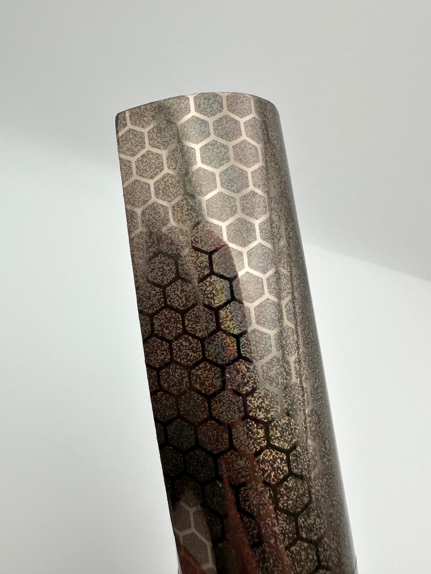 Graphite Holographic Honeycomb Vinyl
