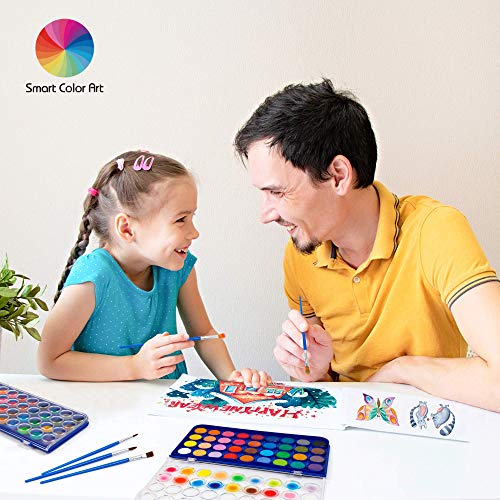 36 Pack Watercolor Pan Set, Smart Color Art Watercolor Paint Set with 4 Brushes,Easy to Blend Colors, Perfect for Kids Adults
