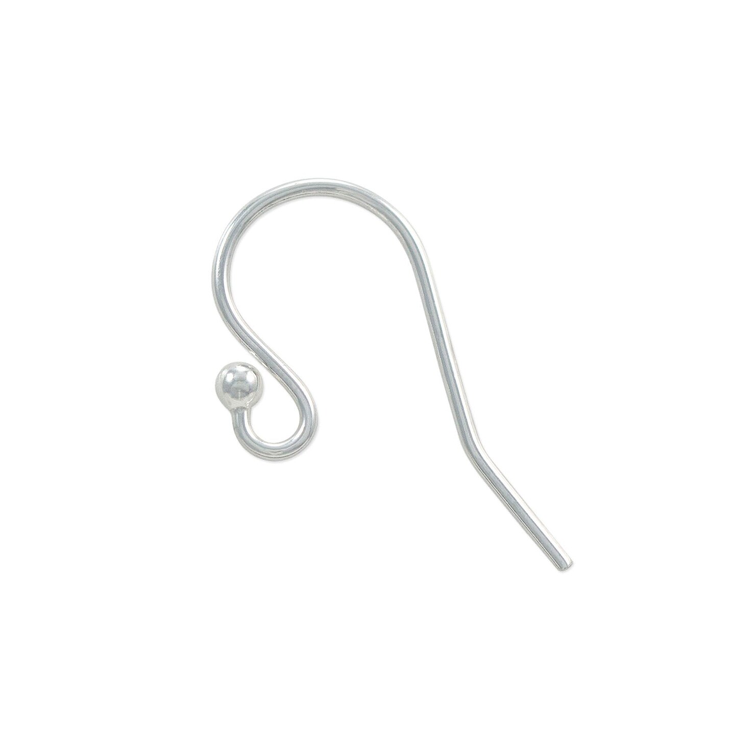 JewelrySupply Sterling Silver Fish Hook Earring Wires with 2mm Bead (1 Pair of Sterling Silver Earrings)