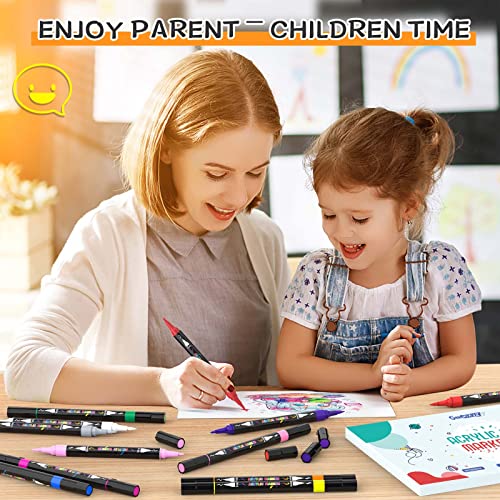 30 Colors Acrylic Paint Pens, Dual Tip Acrylic Paint Markers with Brush Tip and Fine Tip, Acrylic Markers for Rock Painting Wood Canvas Stone Glass Ceramic DIY Crafts Making Art Supplies Kids Adults