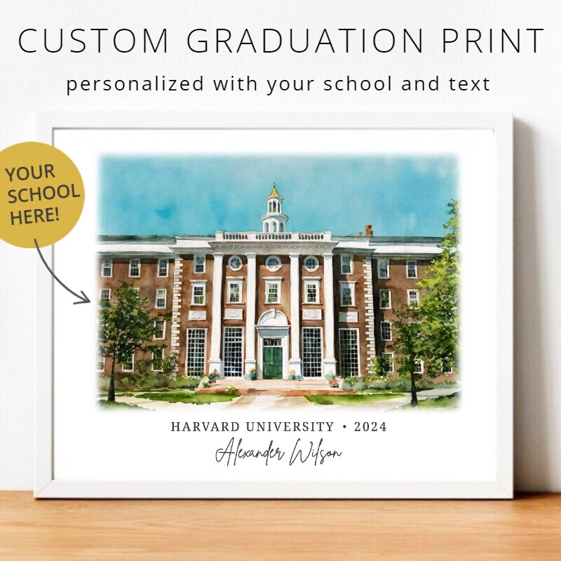 product name is ANY SCHOOL!  Graduation Custom Personalized School Wall Art - Perfect Gift or Present for a Graduate!