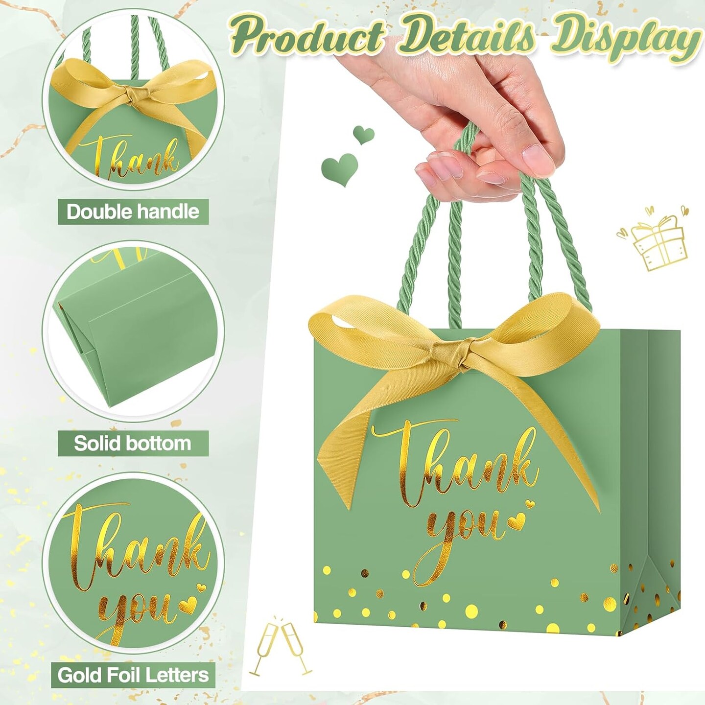 45-Pieces Mini Paper Gift Bags with Handle &#x26; Bow
