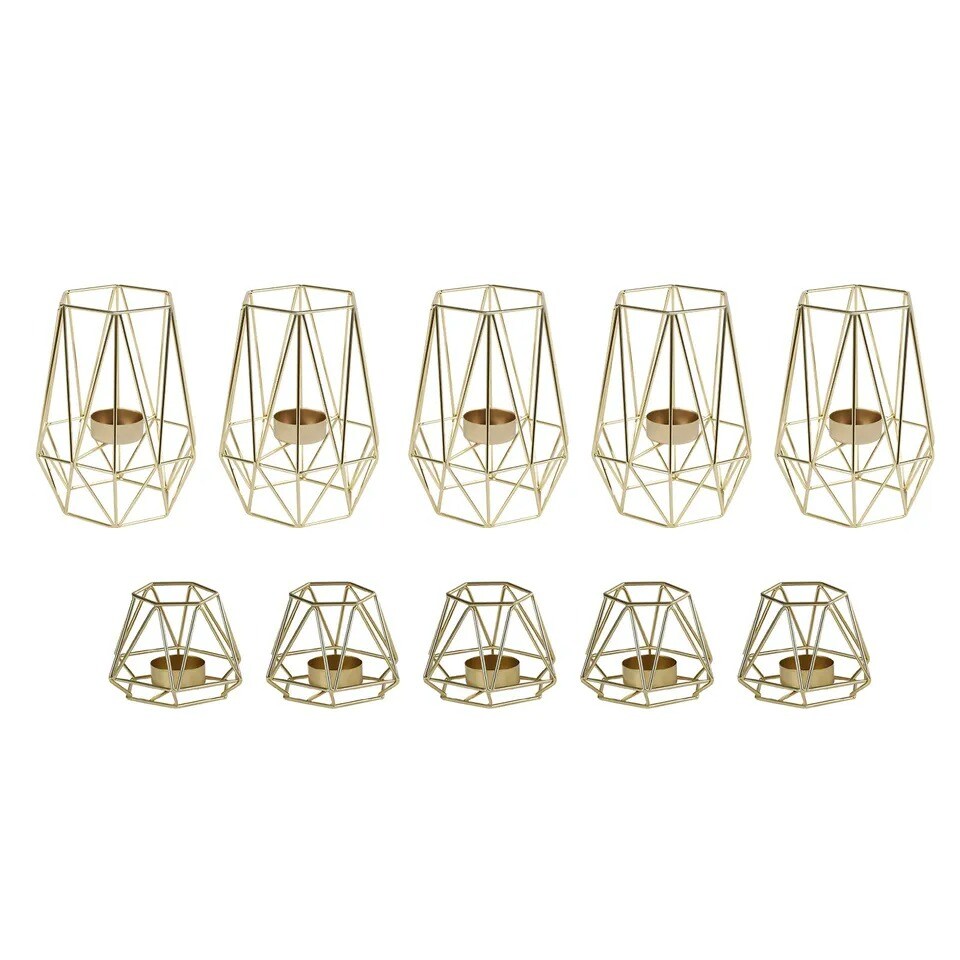 Gold Geometric Tealight Candle Holder 10Pcs Metal Candle Stand Table Centerpiece