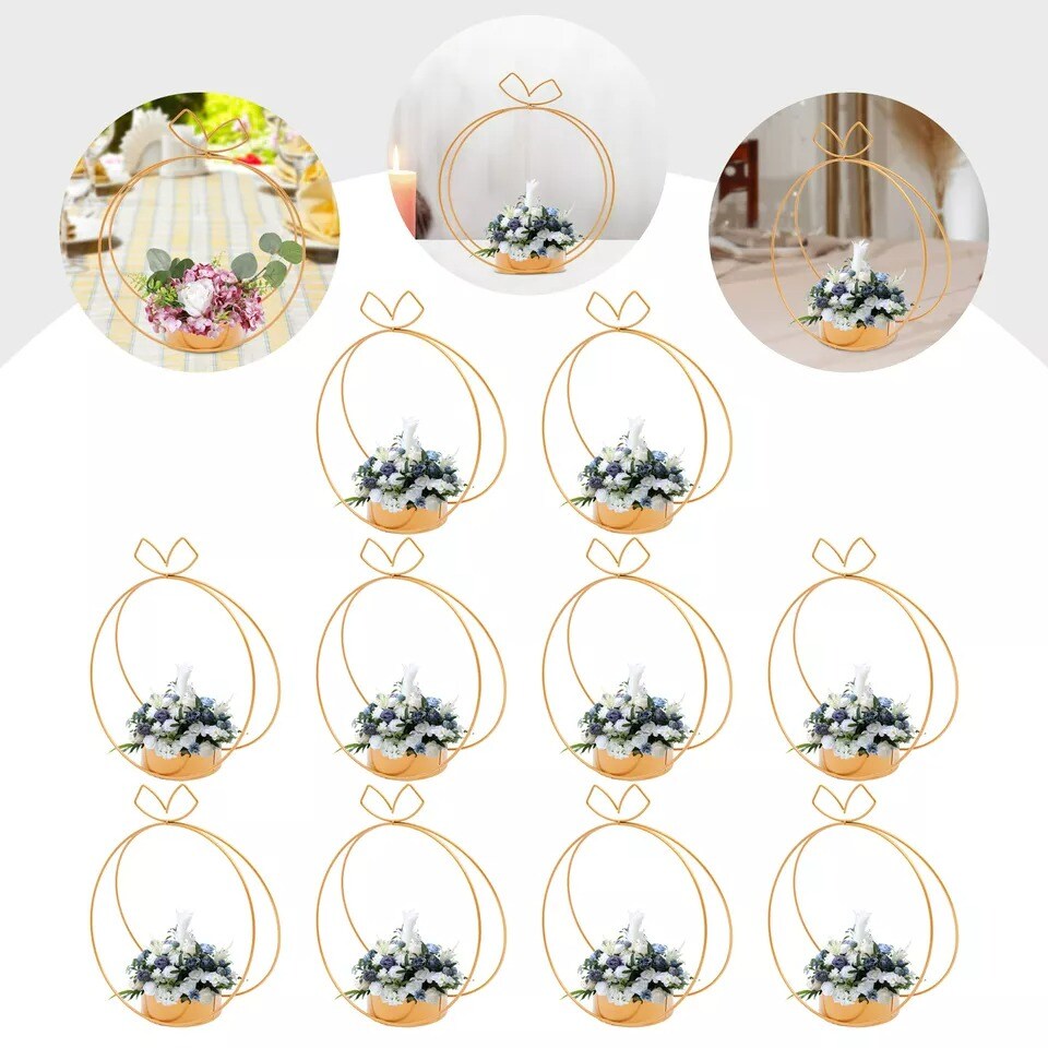 Elegant Wedding Centerpieces Party Decor 10Pcs Metal Geometric Gold Centerpiece