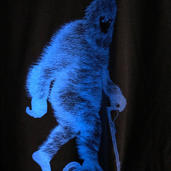 Scooter Riding Bigfoot Graphic T-shirt for Sasquatch, Bigfoot and Yeti Fans - Glows in the Dark! product 3