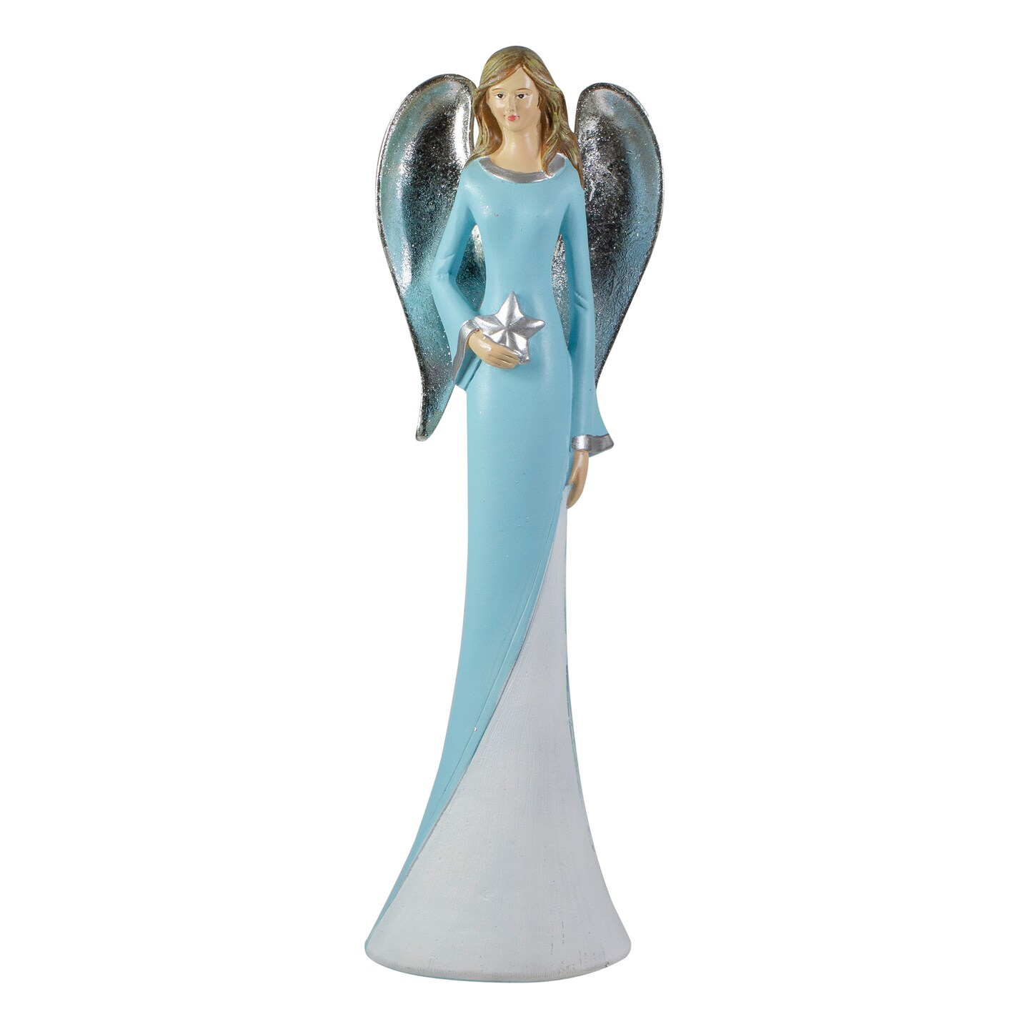 Northlight 6.5&#x22; Blue and White Tabletop Angel Figurine Holding a Star