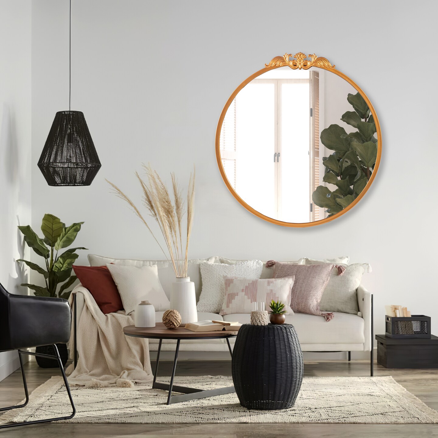 Arched Full Length Mirror Vintage Carved Mirror Iron Frame Wall Mirror