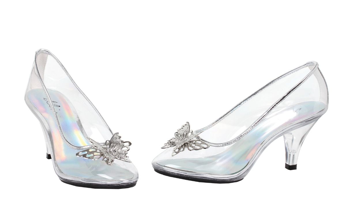 The Costume Center Clear and Black Butterfly Embellished Women Adult Halloween Shoes Costume Accessory - Size 6