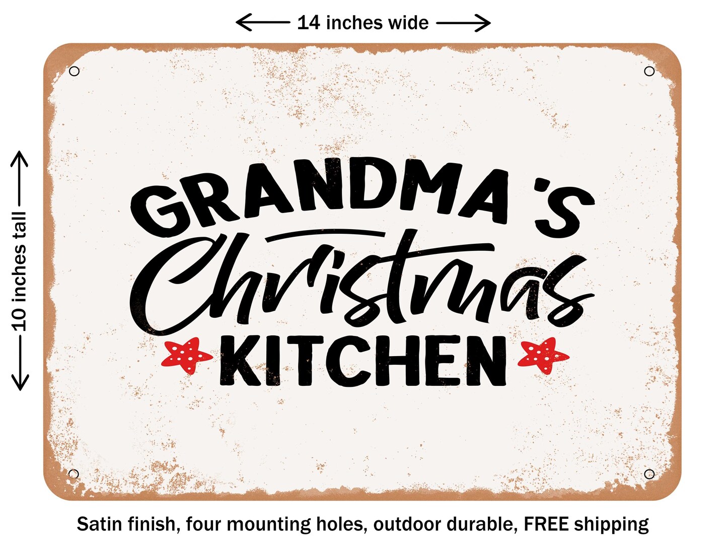 DECORATIVE METAL SIGN Grandmas Christmas Kitchen Vintage Rusty Look Michaels