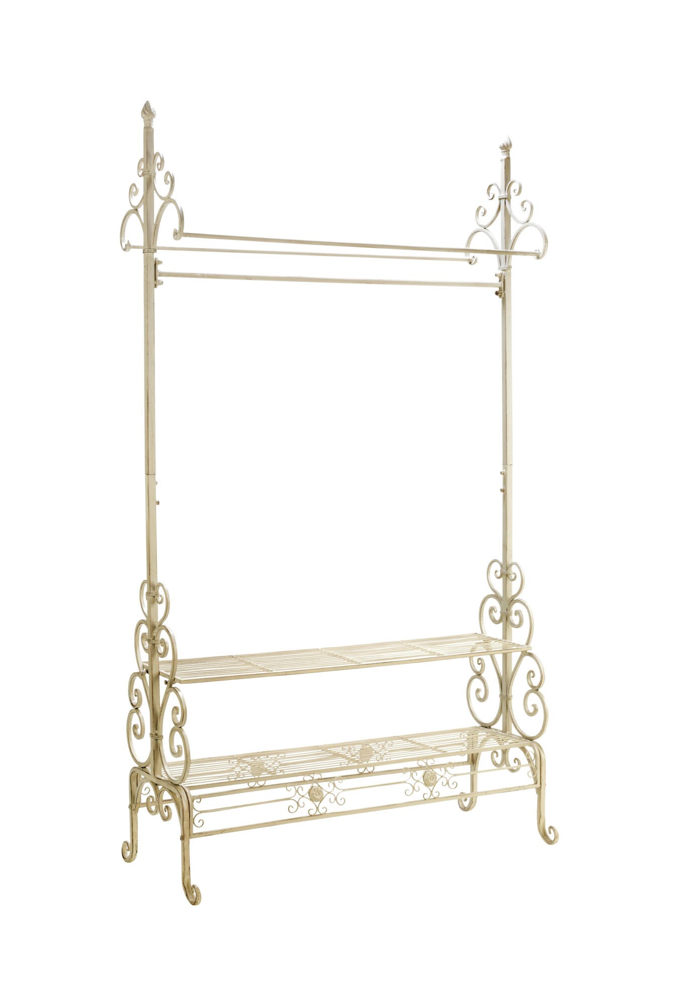 Tripar International 71.5" Cream White Garment and Coat Rack with Two Shelves