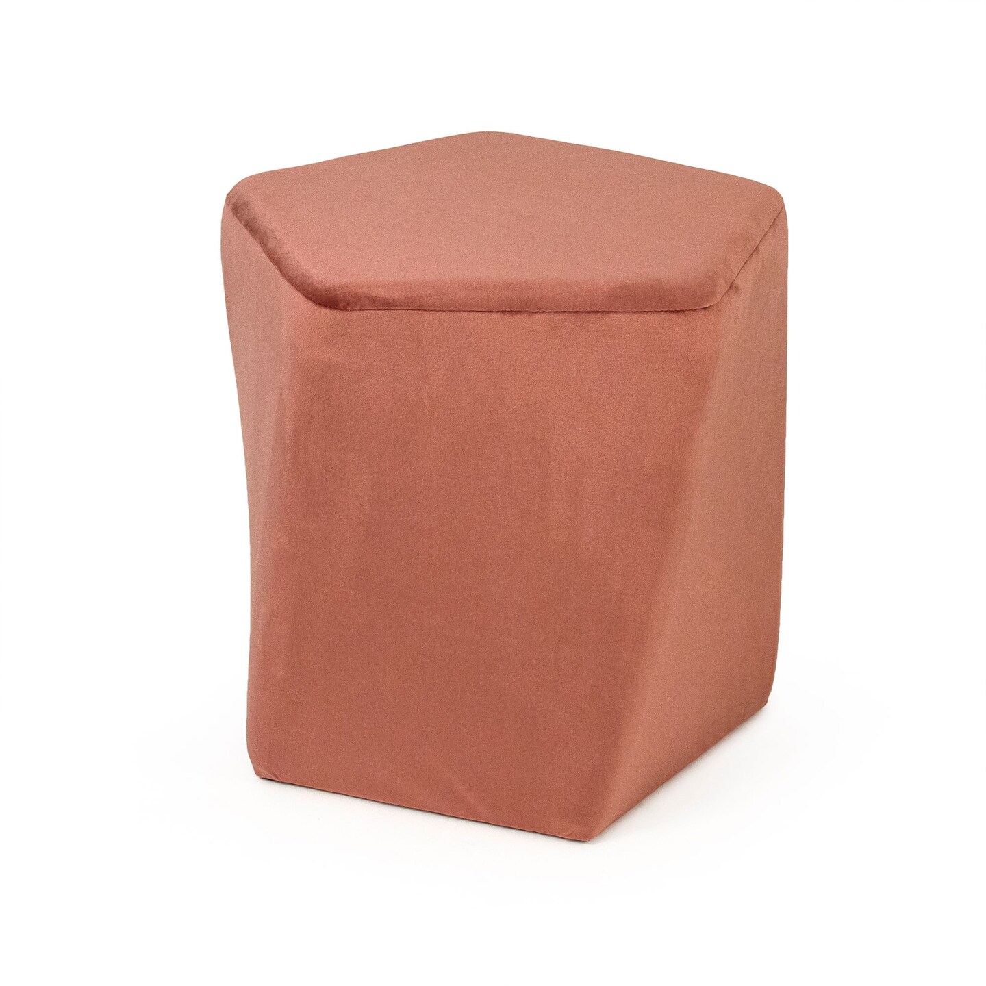 Zentique 16.75" Mauve Pink Solid Velvet Twisted Pentagon Stool