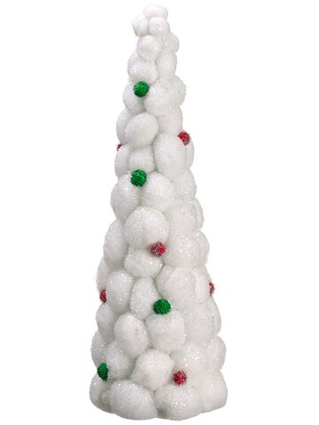 Allstate 24&#x22; White Whimsical Snowball Glitter Tabletop Christmas Topiary Tree - Unlit