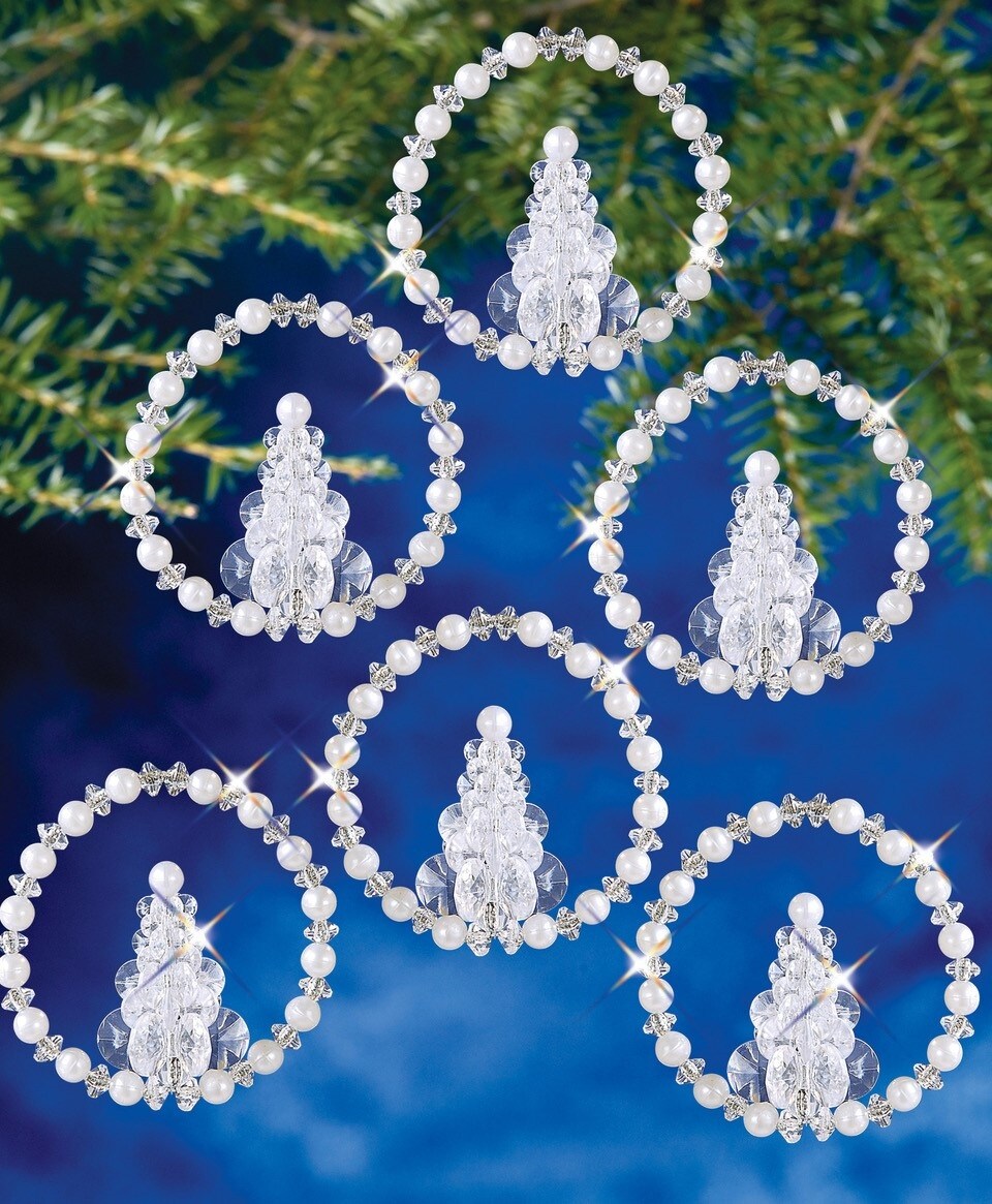 Beaded Christmas Tree Kits with Lights - 12