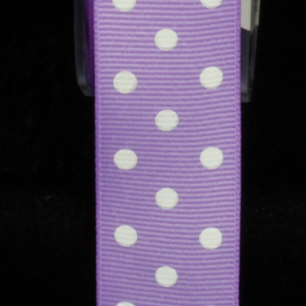 The Ribbon People Lavender and White Polka Dots Woven Grosgrain Craft Ribbon 1&#x22; x 88 Yards