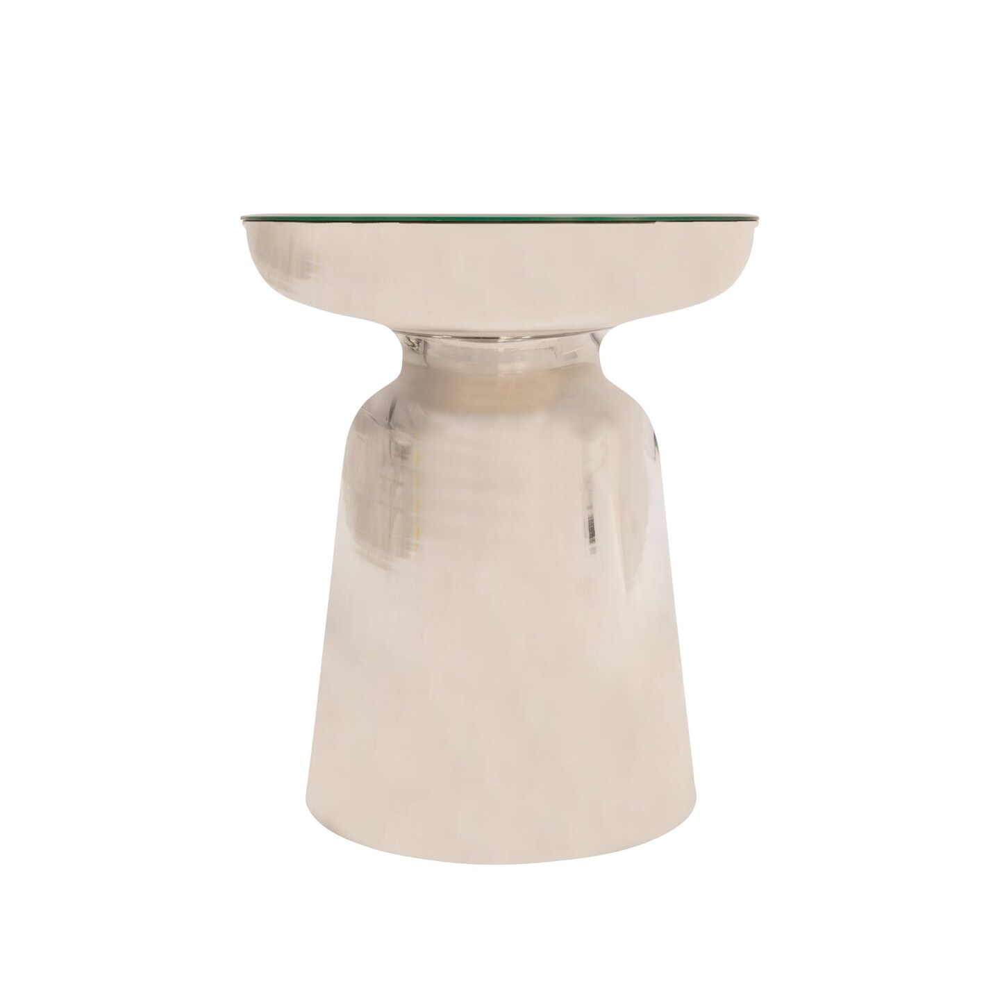 Kingston Living 19&#x22; Silver Hourglass Side Table with Mirror Top