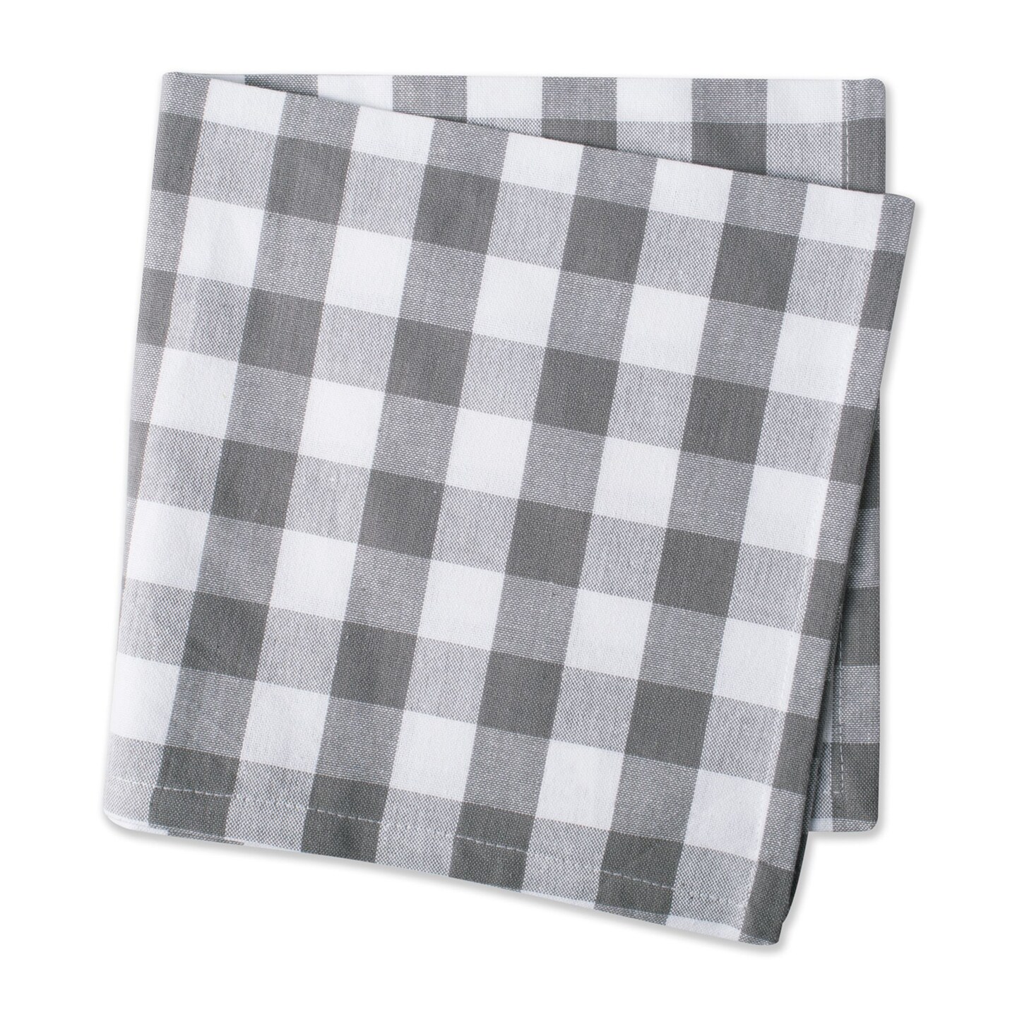 Contemporary Home Living Set of 6 Gray and White Checkered Square Napkins 20&#x22;