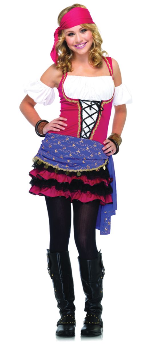 The Costume Center White and Pink Crystal Ball Gypsy Teen Girls Halloween Costume - Medium