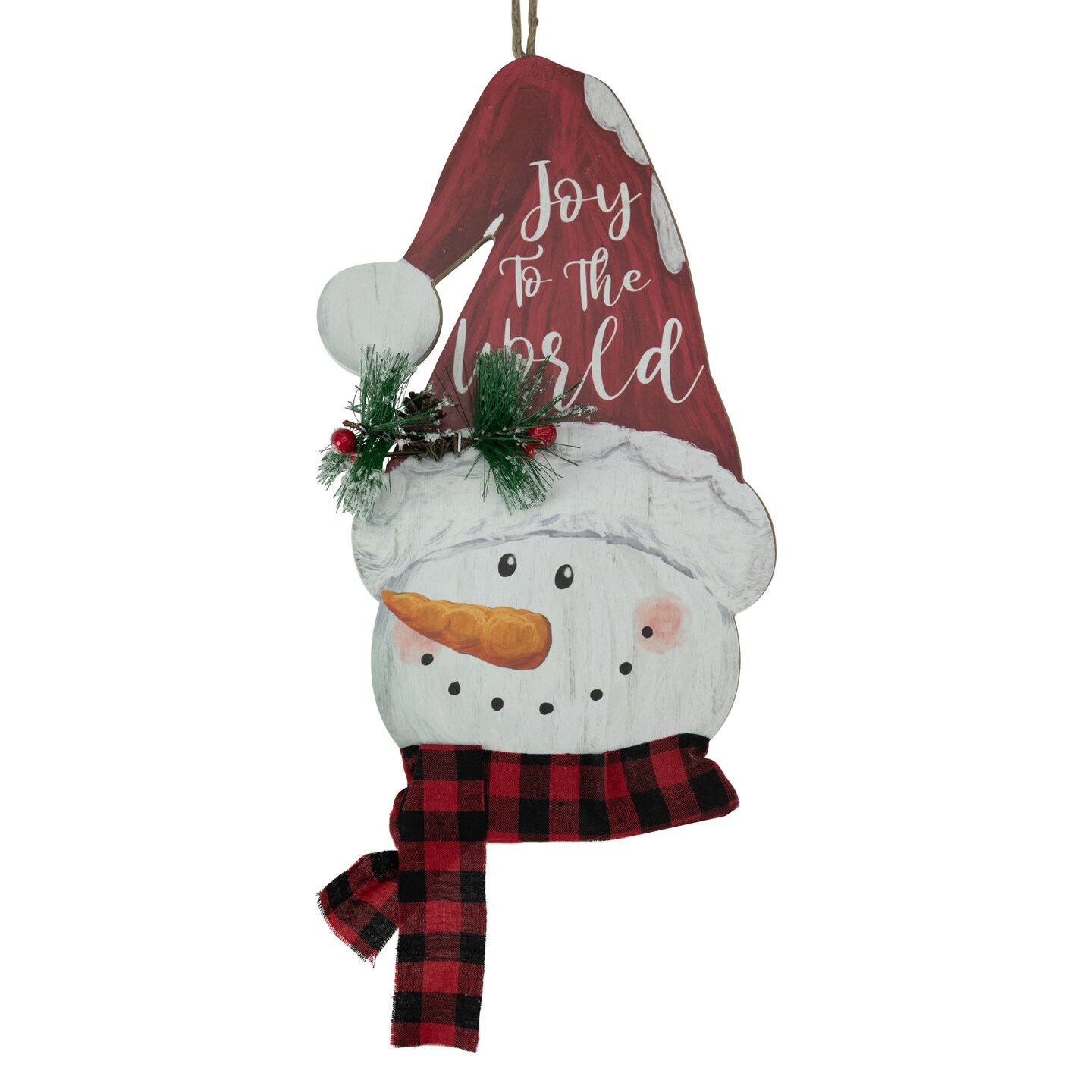 Northlight 16.5" Joy to the World Snowman in Santa Hat Christmas Wall Decoration