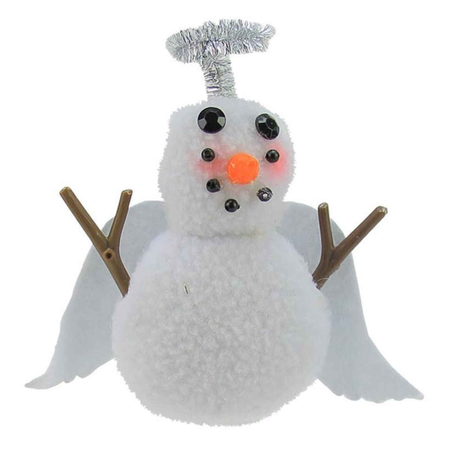 Roman 5&#x22; Plush White Angel Snowman with Silver Halo Christmas Ornament