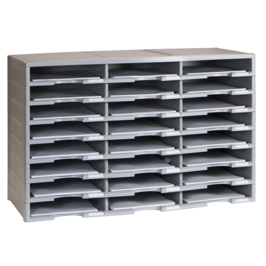Storex 24-Compartment Literature Organizer, Gray (Drop Ship Approved Packing) (replaces 61610U01C)