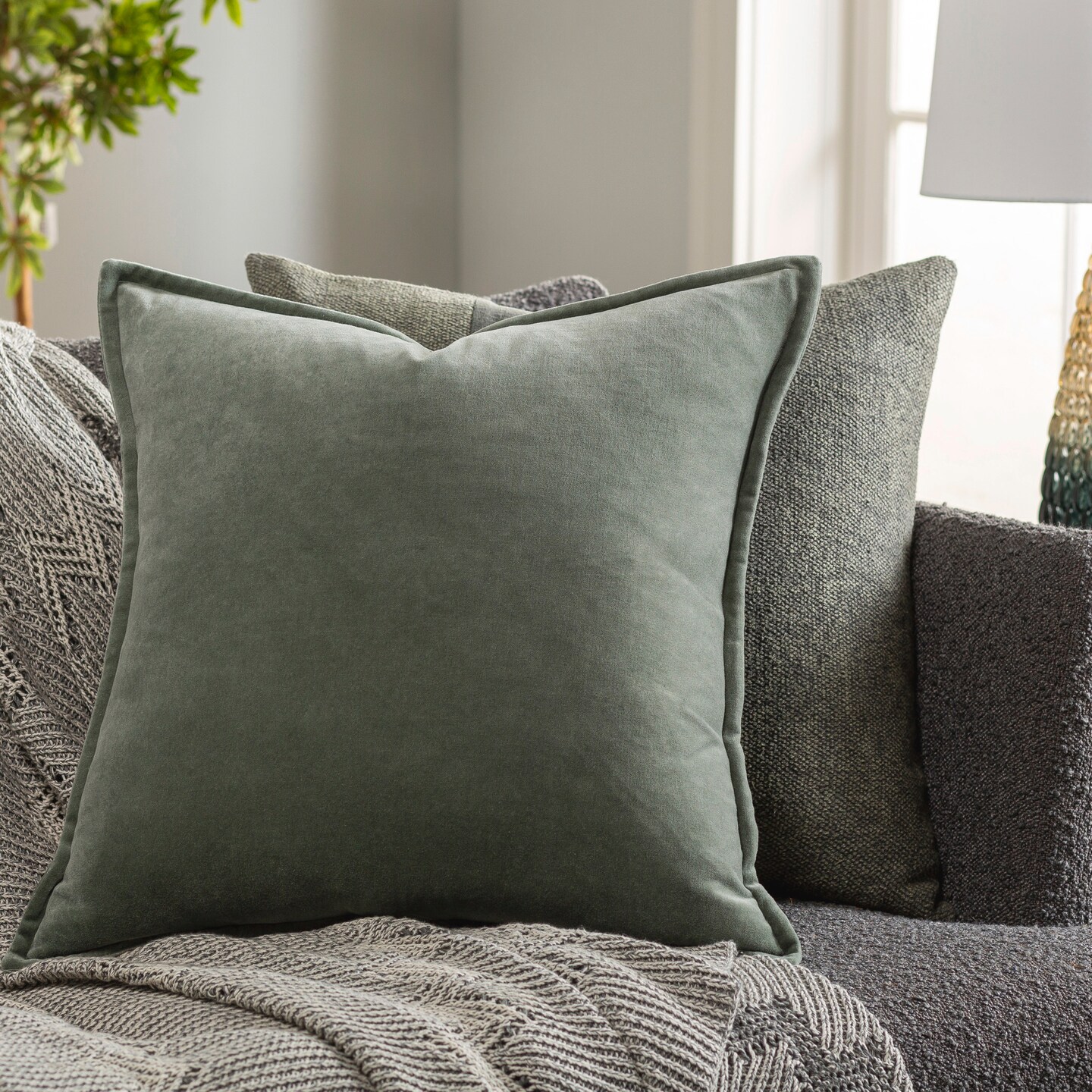 Designer Gray + Silver Decorative Throw Pillows