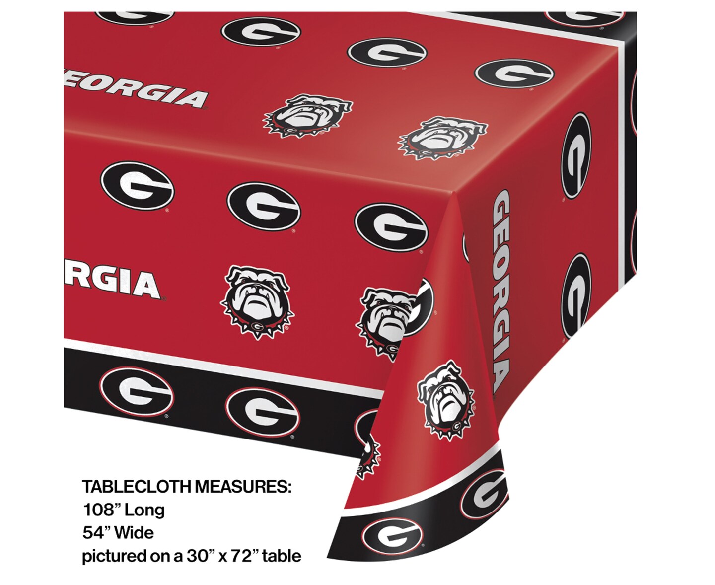 University of Georgia Dinnerware Party Bundle - Dinner &#x26; Dessert Plates, Table Cover - Bulldogs Football Tailgate Set of Paper Decor Supplies