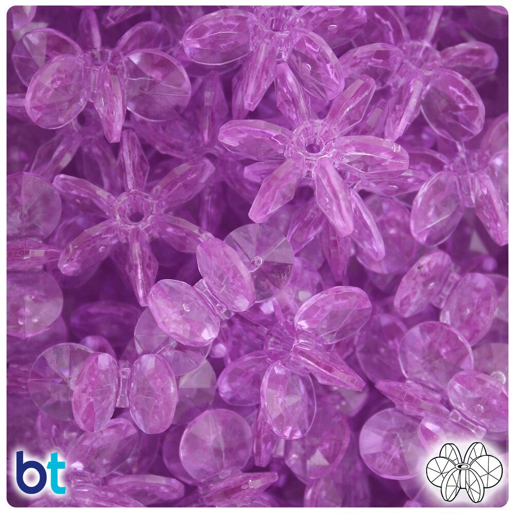 BeadTin Light Amethyst Transparent 25mm SunBurst Plastic Craft Beads ...