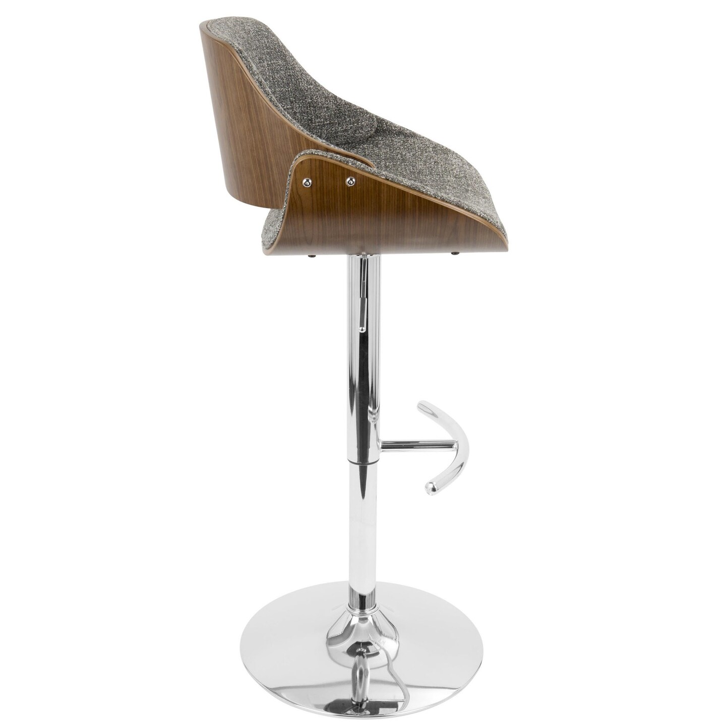 Fabrizzi Mid-Century Modern Adjustable Barstool with Swivel in Walnut