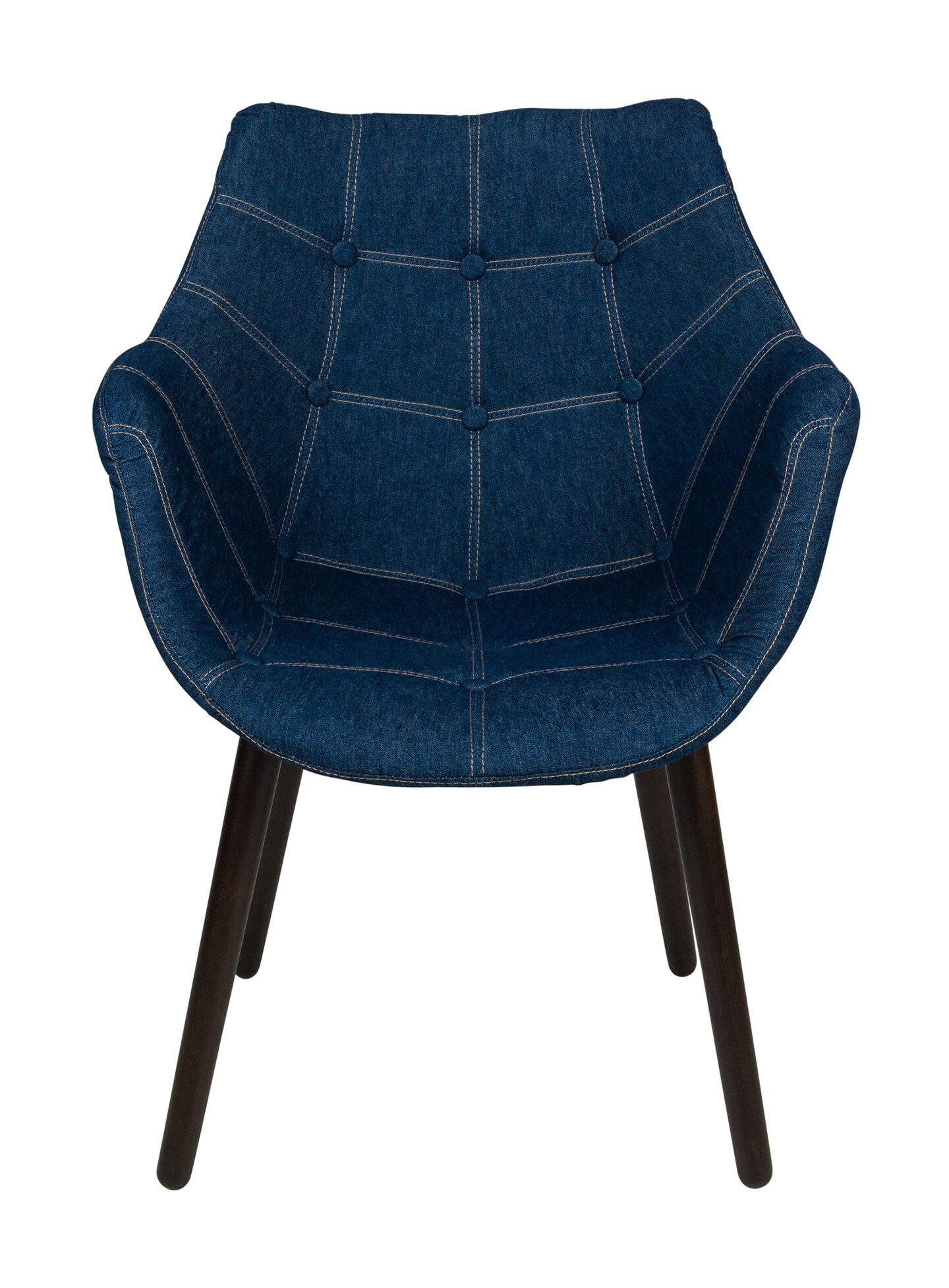 LeisureMod Milburn Tufted Denim Lounge Chair - Denim