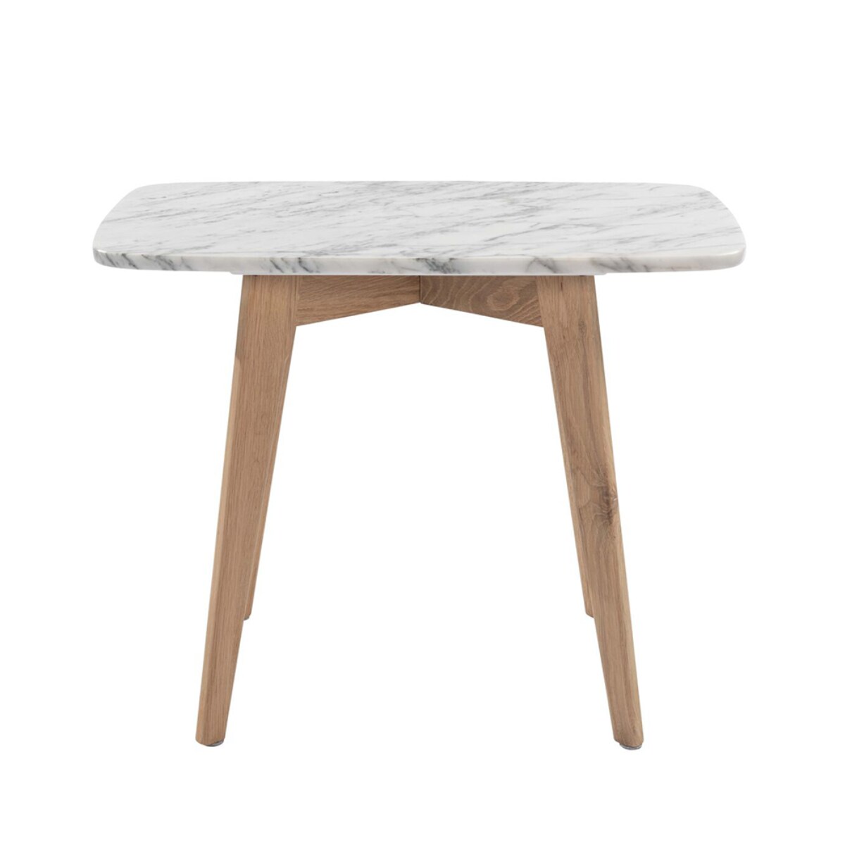 Contemporary Home Living 21.5" White and Beige Rectangular Italian Carrara Marble Side Table