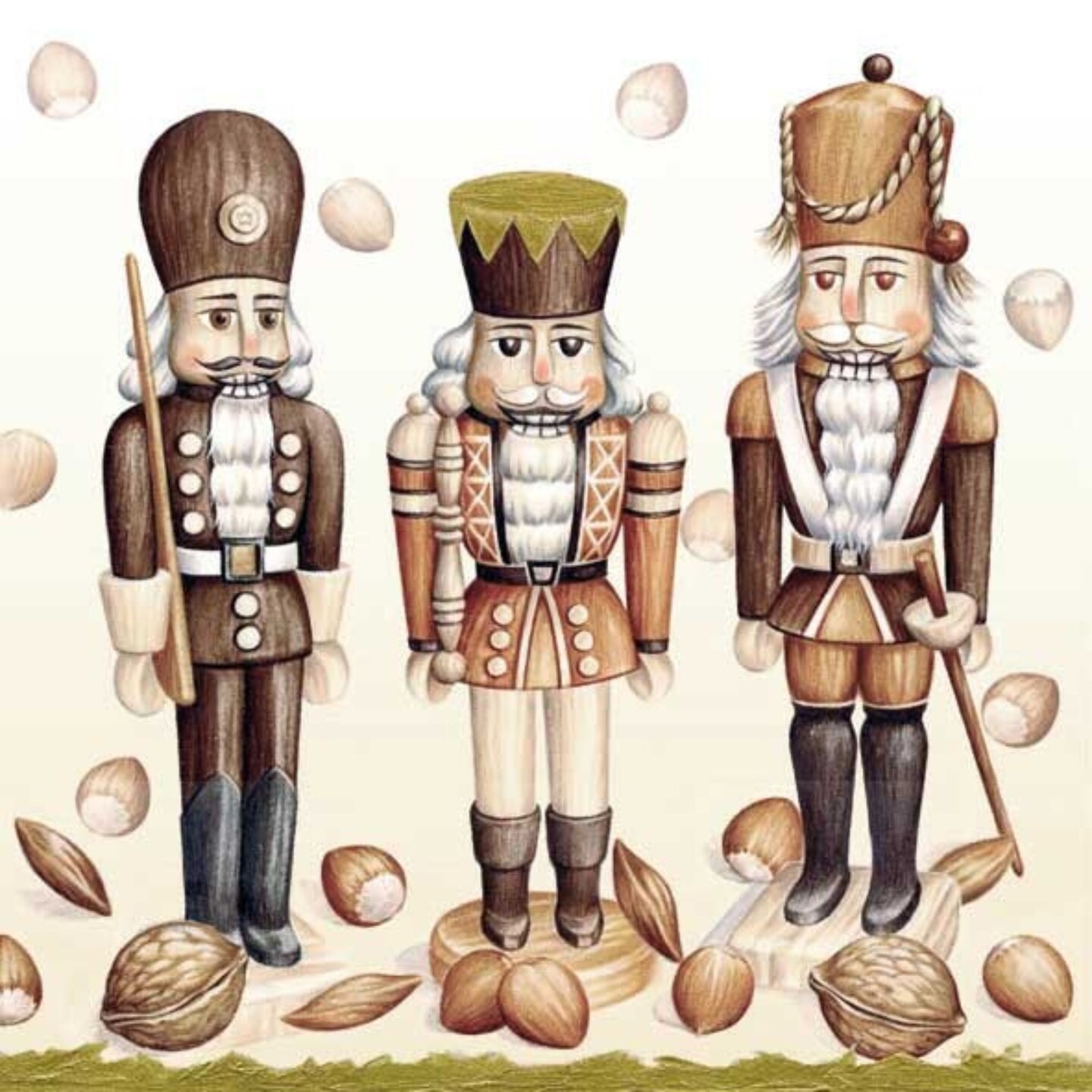 The Ribbon People Pack of 60 Wooden Nutcrackers 3-Ply Lunch Napkins 6.5"