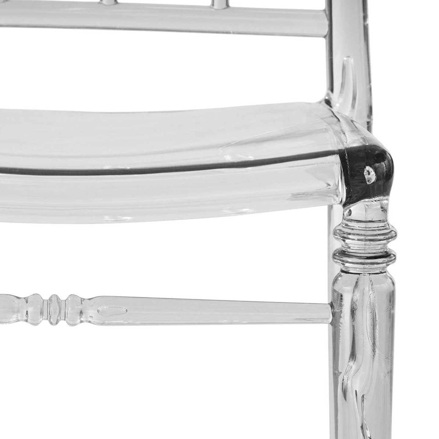 LeisureMod Spindle Transparent Modern Lucite Dining Chair in Clear - Clear