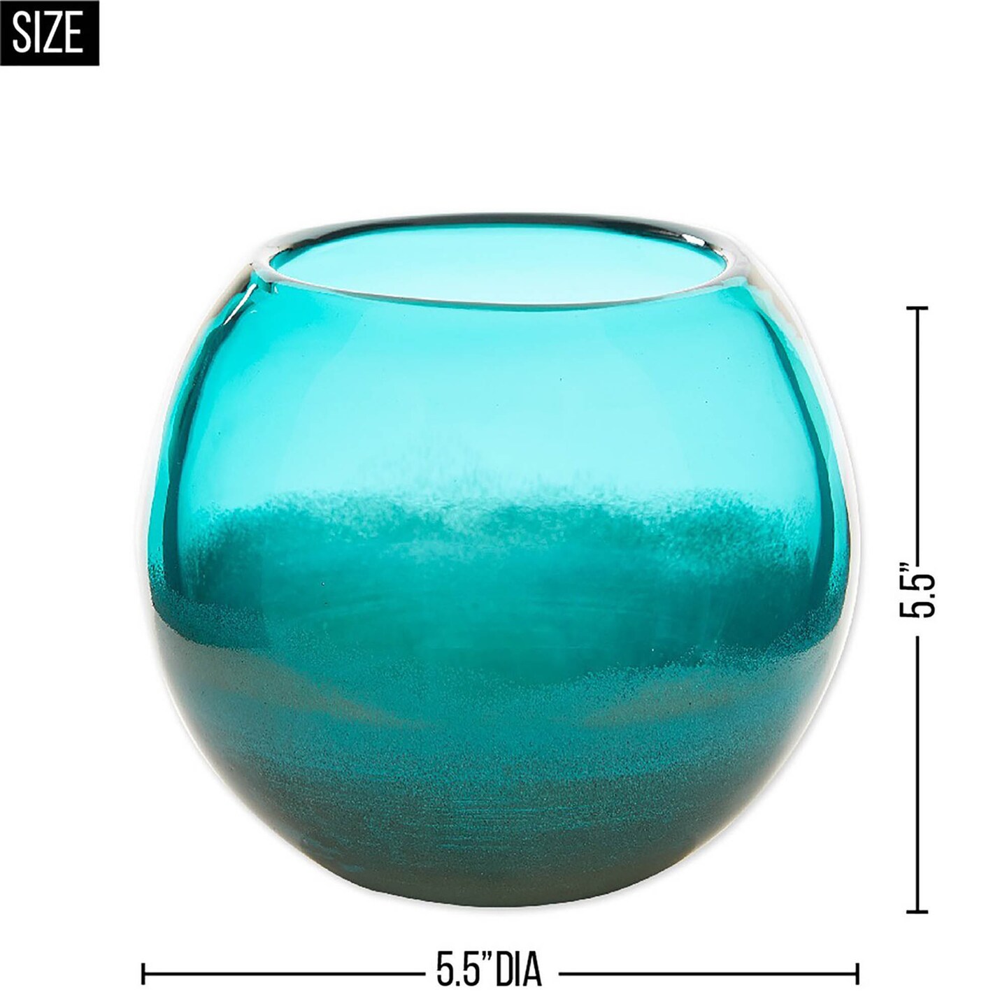 Accent Plus Home Decorative Fish Bowl Style Vase - Aqua Gradient 5 inches