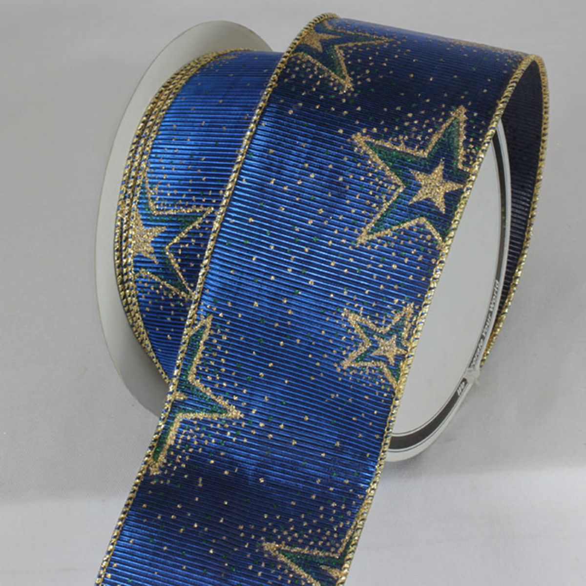 The Ribbon People Navy Blue and Gold Star Wired Craft Ribbon 3" x 20 Yards