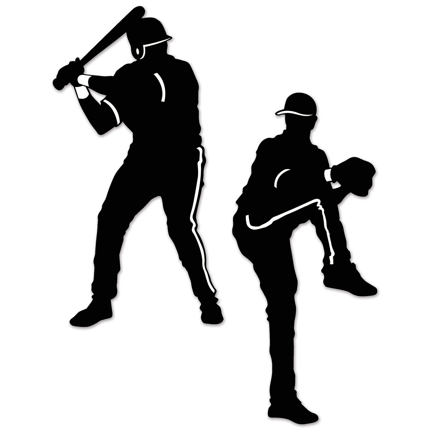 Party Central Club Pack of 12 Ink Black Baseball Silhouette Cutout Decors 31.25&#x22;