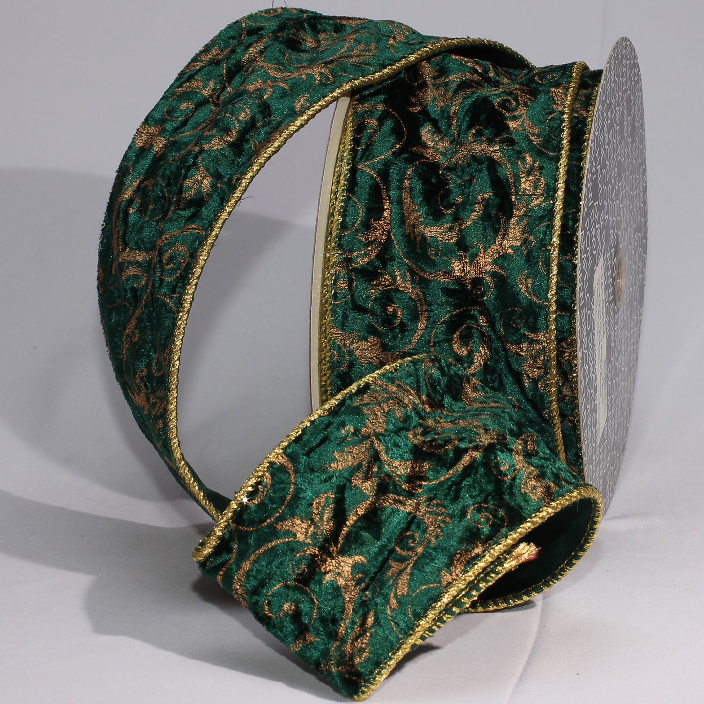 The Ribbon People Green and Gold Cord Edge Wired Fabric Craft Ribbon 4&#x22; x 20 Yards