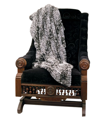 The Hen House Gray and Black Persian Lamb Animal Faux Fur Throw Blanket 50" x 58"