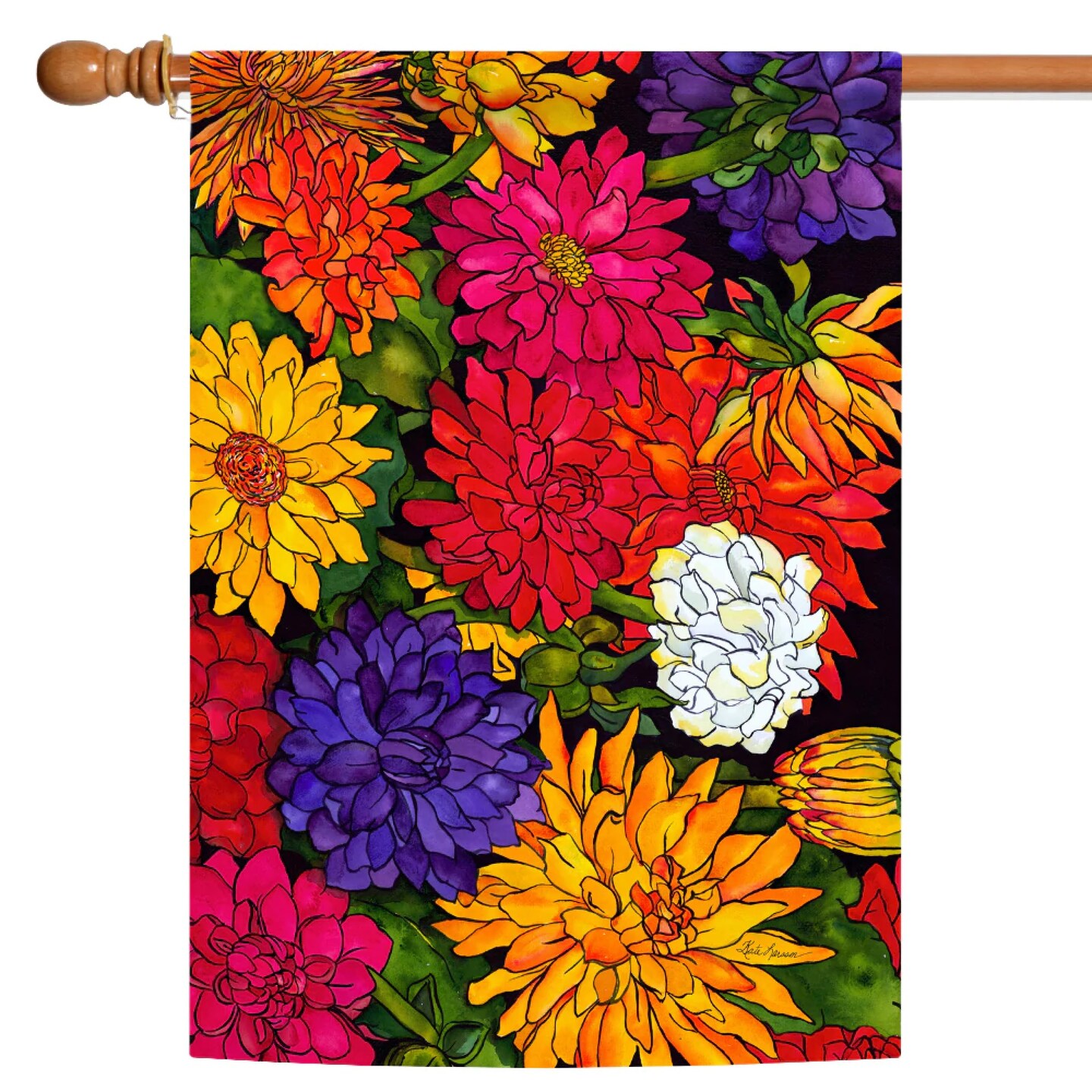 Toland Home Garden Dizzy Dahlias Floral Outdoor House Flag 40