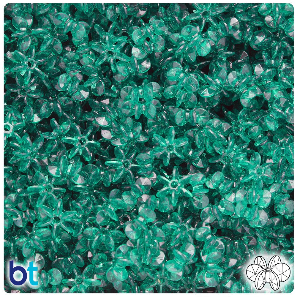 BeadTin Forest Green Transparent 10mm SunBurst Plastic Craft Beads (450pcs)