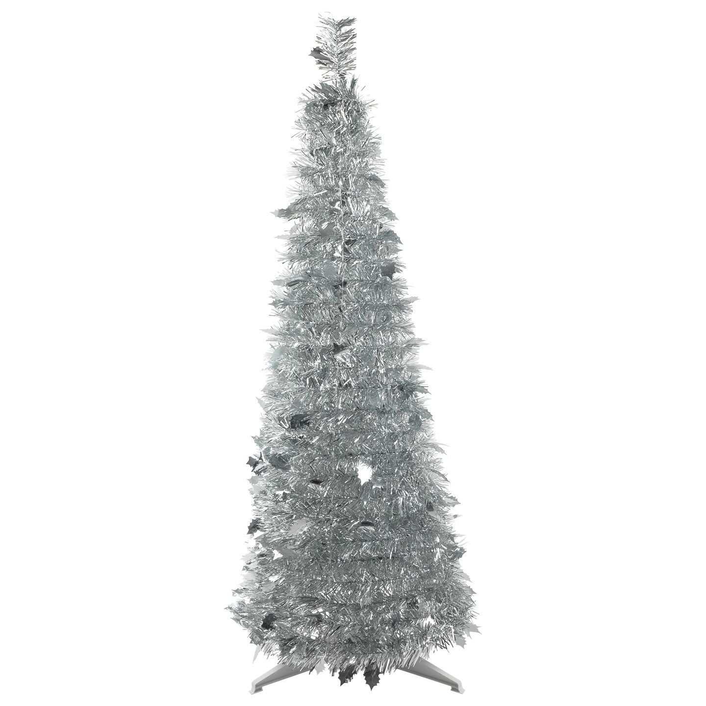 Northlight 4&#x27; Silver Tinsel Pop-Up Artificial Christmas Tree, Unlit
