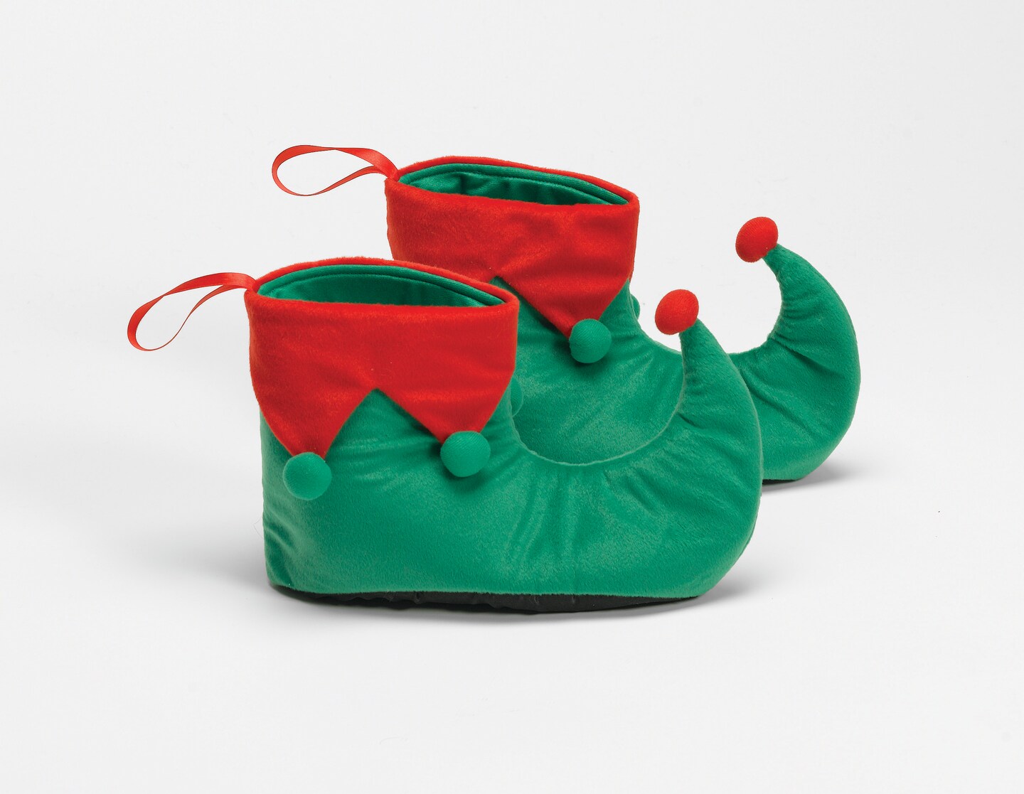 The Costume Center Green and Red Velvet Christmas Elf Shoes &#x2013; One Size Fits Most