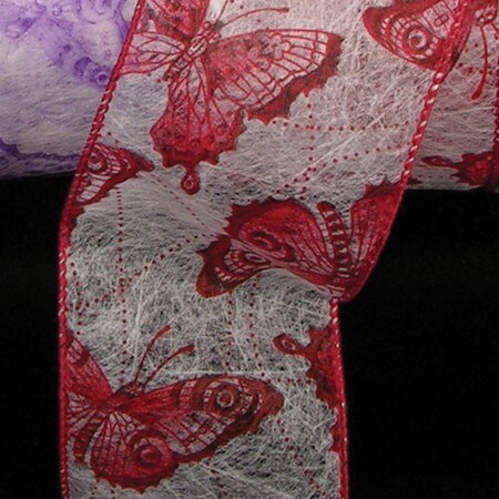 The Ribbon People White Snow with Red Butterfly Craft Ribbon 2.5" x 40 Yards