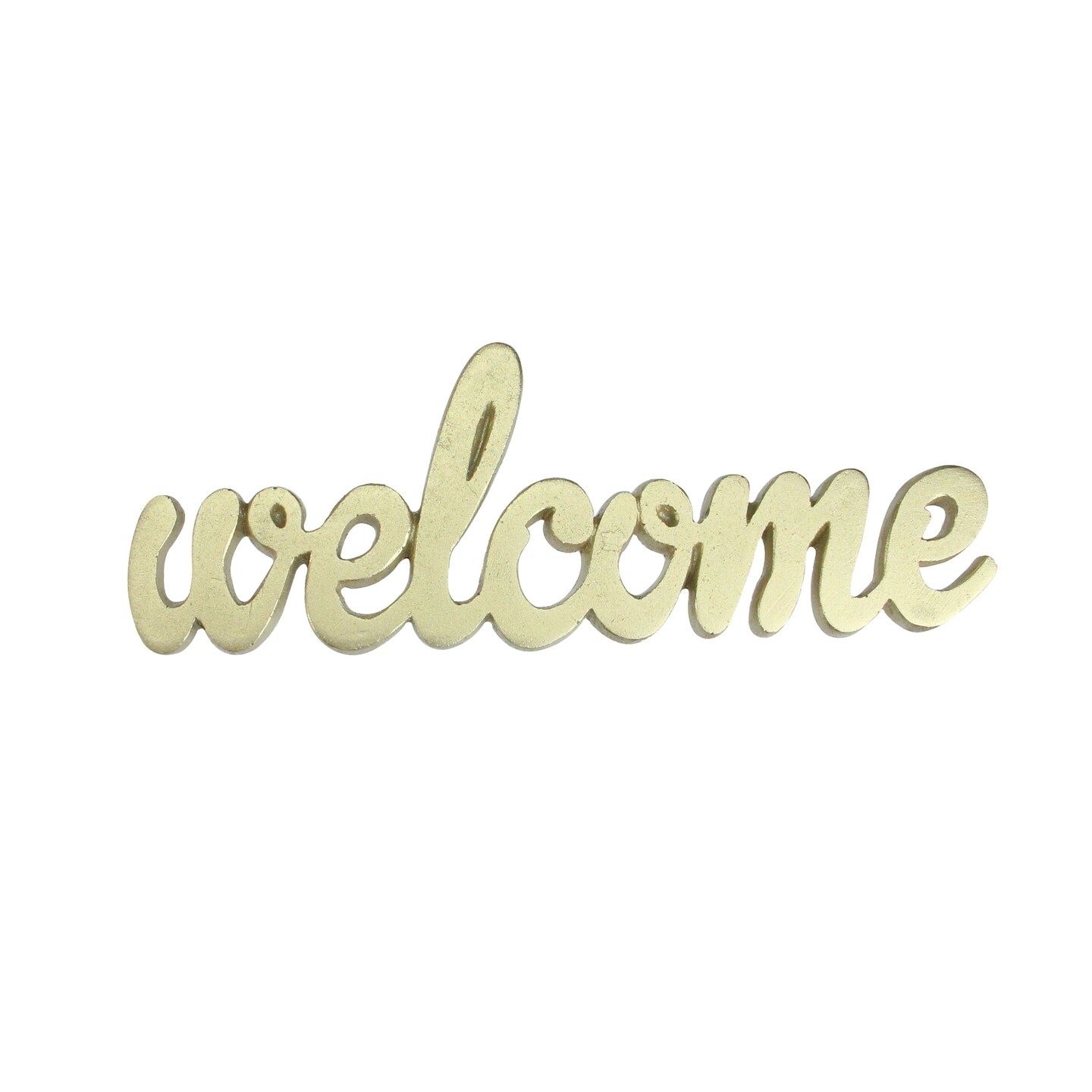 Roman 9&#x22; Elegant Indoor Shimmering Gold Tone Cursive &#x22;Welcome&#x22; Cut-Out Decoration
