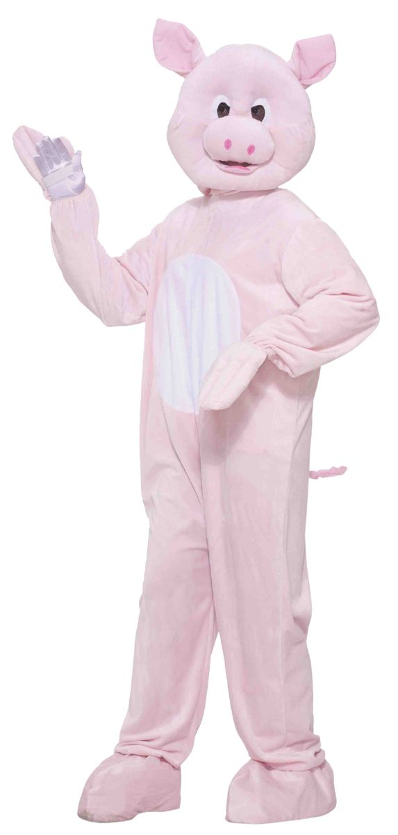 The Costume Center Pink and White Pig Mascot Adult Unisex Halloween Costume - One Size