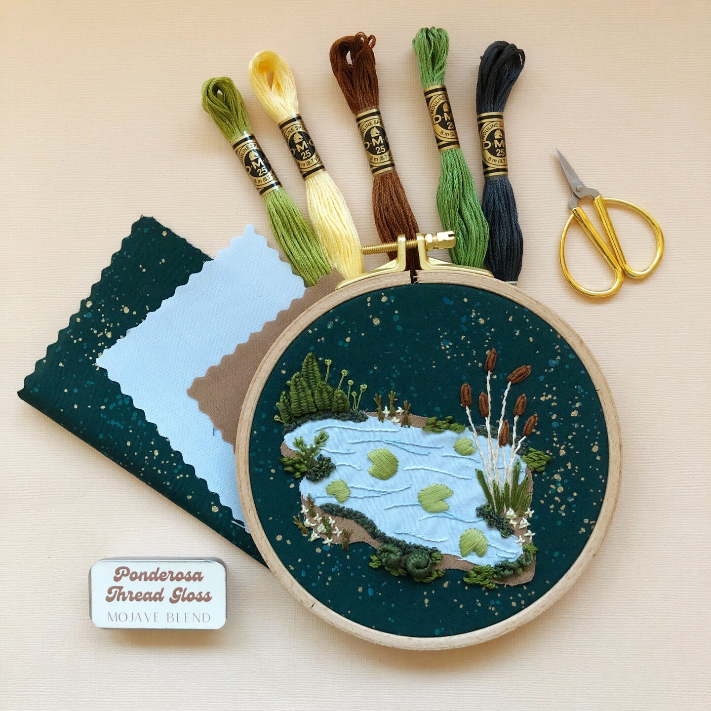 3D Lily Pad Pond - Advanced Hand Embroidery DIY Craft Kit
