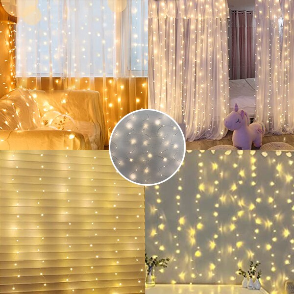 Perfect Holiday 480 LED Cluster Curtain Fairy Lights Plug in - Warm White