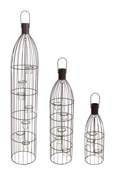 Melrose Set of 3 Espresso Brown Wire Bottle Frame Decorative Tea Light Holders 39&#x22;