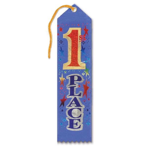 Beistle Club Pack of 6 Royal Blue 1st Place Award School and Sports Ribbons 8"