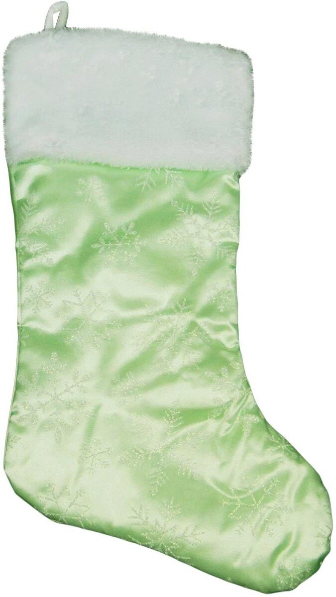 Northlight 20" Mint Green Iridescent Glittered Snowflake Christmas Stocking